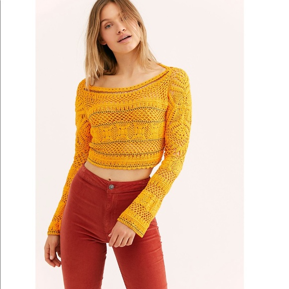 Free People Crochet Crop Sweater - Picture 2 of 3
